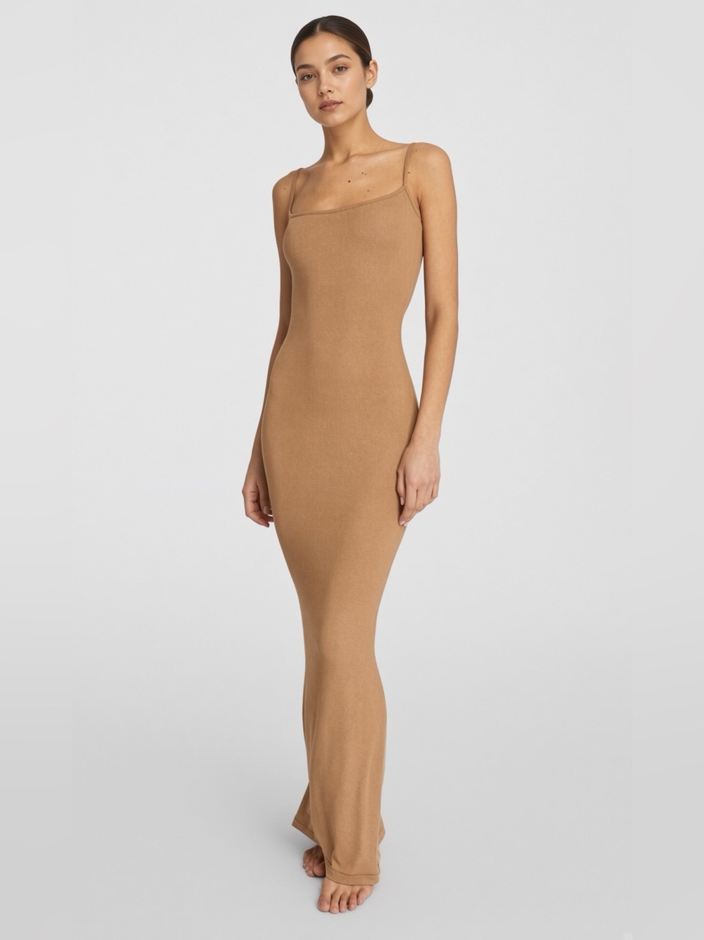 ✨🤎 SKIMS Soft Lounge Shimmer Long Slip Dress | Camel Foil | S 🤎✨